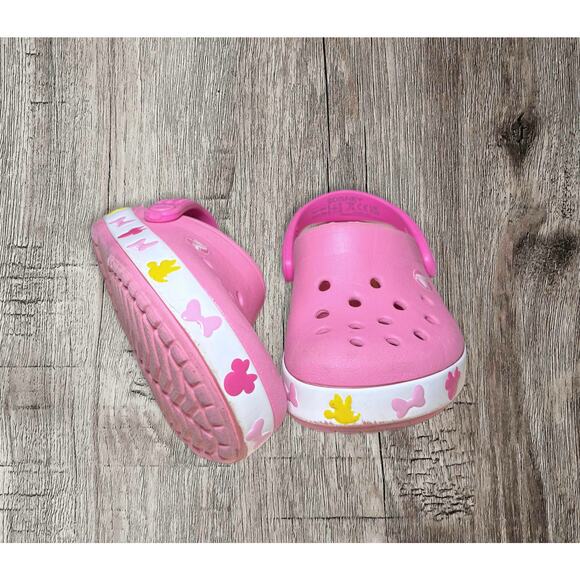 Crocs kids Minnie Mouse pink flashing soles size 7 - Picture 3 of 5